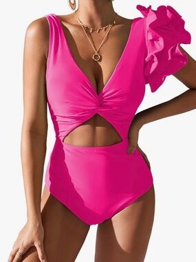 NWOT Pink Sporlike One Piece Swimsuit Size Medium